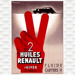 Huiles Renault Vintage Auto Poster