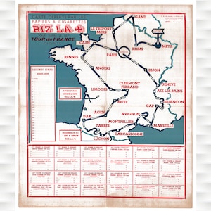 1951 Tour de Francia Original Vintage Bicicleta Cartel - Ciclismo Cartel Bicicleta Arte Vintage Cartel Ciclismo Arte Ciclismo Arte