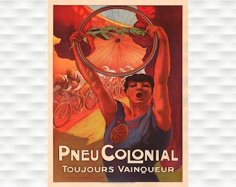 Afiche de bicicleta colonial Pneu