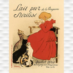 Póster vintage de leche pura esterilizada