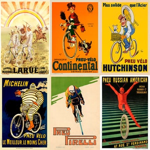 Bicycle Tire Vintage Bicycleg Posters - Set of 6 individual posters