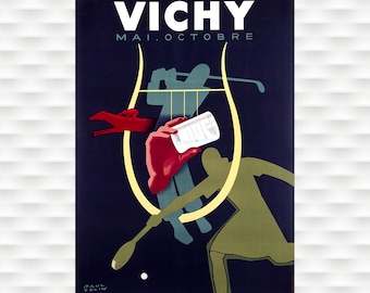 Vichy French Vintage Travel Poster