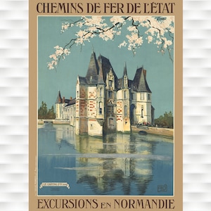 Cartel de viaje a Normandía, Francia