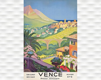 Vence France Vintage Travel Poster Italy Roger Broders Poster Print Vintage Poster Birthday Gift Christmas Present