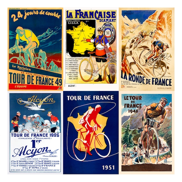 Posters vélo Tour de France - Poster cyclisme - Art mural vélo - Poster vintage - Art cyclisme - Cadeaux pour cyclistes - Tour de France