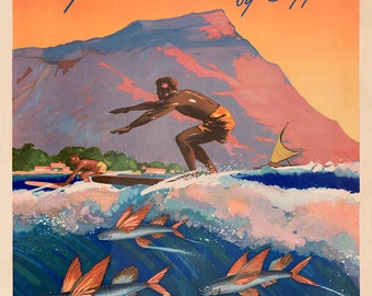 Hawaii - Vintage Pan American Clipper Poster Prints - Etsy