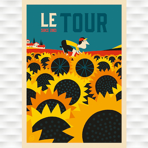 French SunflowerBicycle Race - Cycling Poster by Spencer Wilson