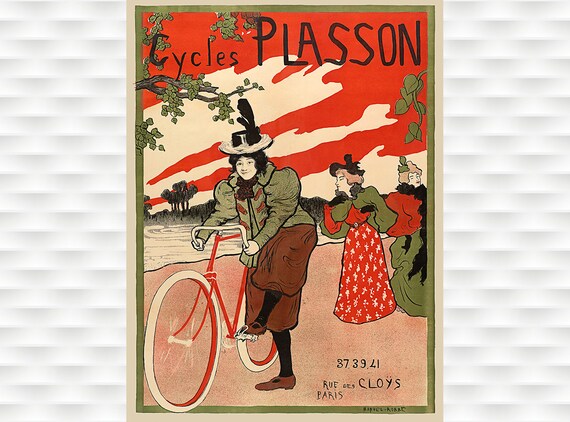 Cycles Plasson by Manuel Robbe. Art Nouveau Reproduction Poster Cycles Plasson by Manuel Robbe. Art Nouveau Reproduction Poster
