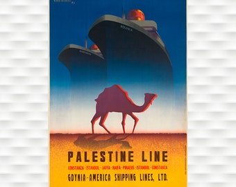 Palestine Line Vintage Travel Poster Middle East Travel Art Print Birthday Gift Christmas Present