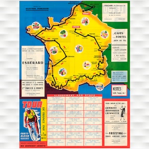Poster Carte du Tour de France 1960