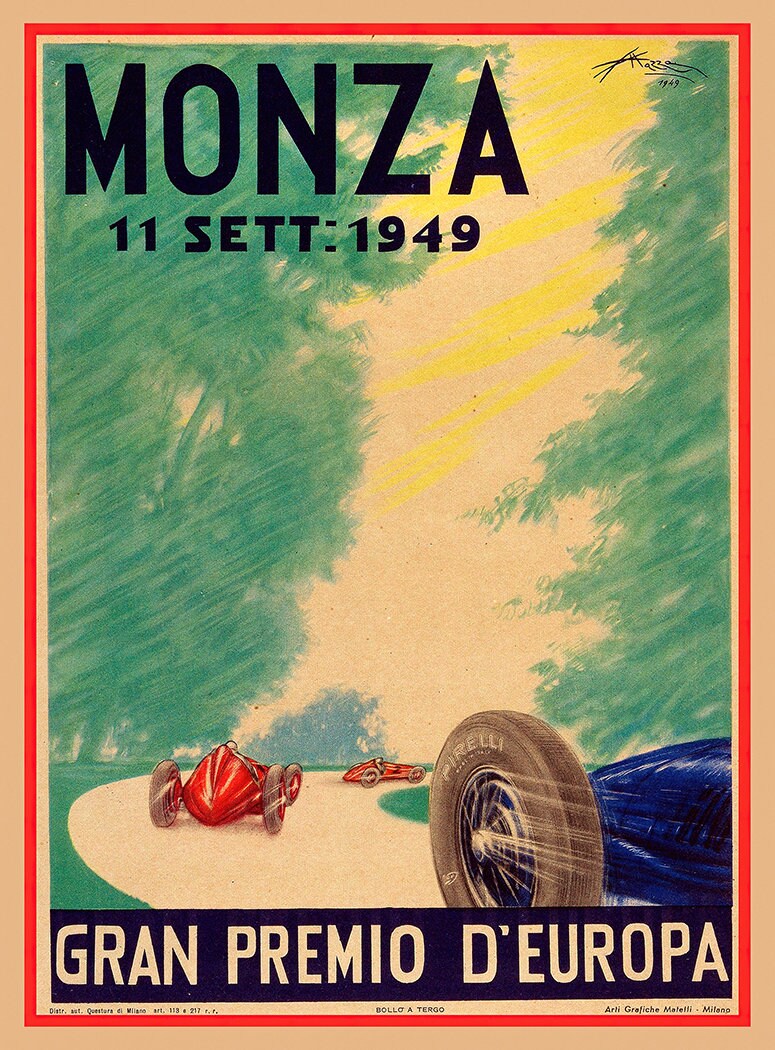 1949 Monza Grand Prix Poster Prints - Etsy