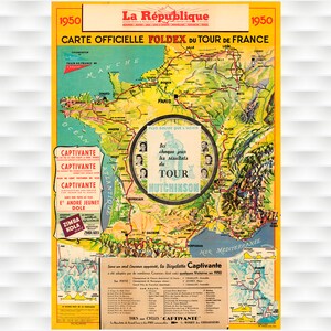 1950 Tour de France Karte Poster