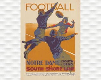 Póster de fútbol vintage de Notre Dame - Fighting Irish