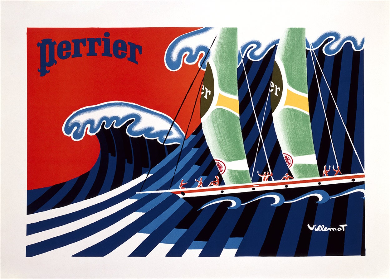 Perrier ヴィンテージ　アートポスター　ペリエ Perrier poster - Etsy 日本