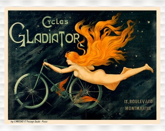 Cycles Gladiator Vintage Bicycle Poster
