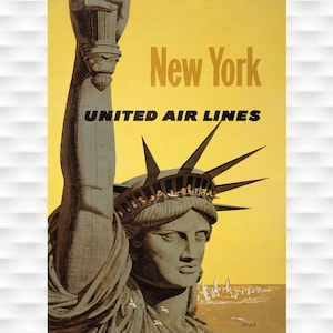 New York United Airlines Travel Poster