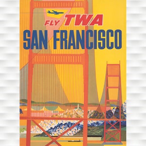 Impresiones de carteles de viajes antiguos de TWA San Francisco