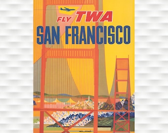 Impressões de pôsteres de viagem vintage TWA San Francisco