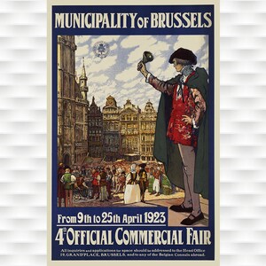 Brussels Belgian Vintage 1923 Travel Poster