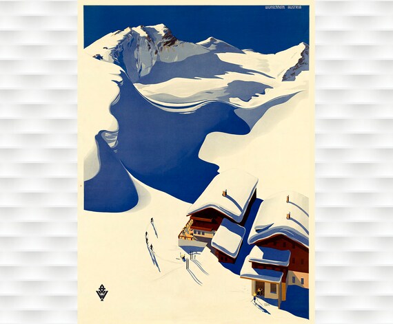 Austria Ski Travel Poster - Wunscheim
