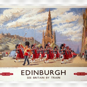 Póster de viaje vintage de Edimburgo - Póster de viaje de Escocia