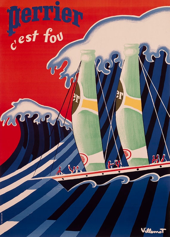 Perrier ヴィンテージ　アートポスター　ペリエ Perrier poster - Etsy 日本