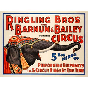 Ringling Bros Zirkus Elefant Vintage Poster
