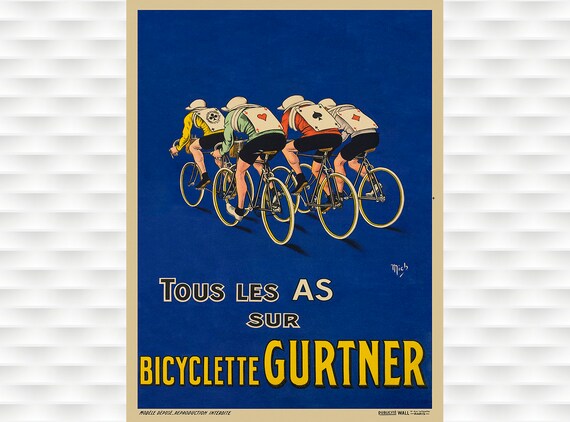 Bicyclette Gurtner Affiche De Velo Cyclisme Poster Velo Art Etsy