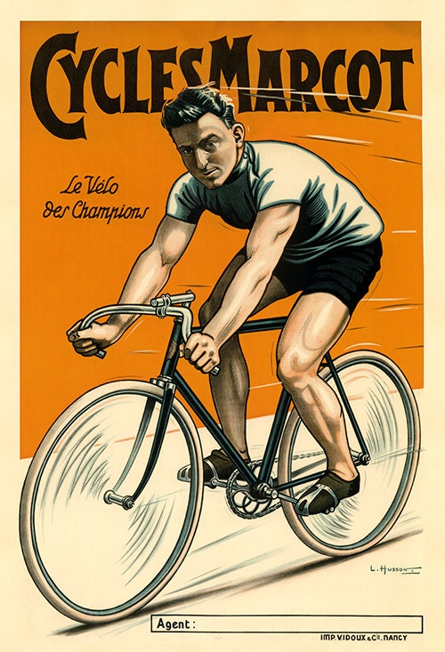 Cycles Marcot Bicycle Poster – Vintage Cycling Art Print - Etsy