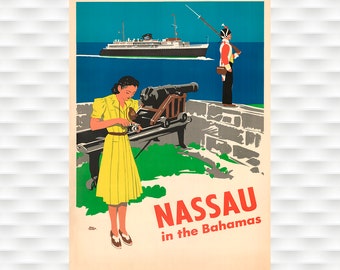 Nassau Bahamas Travel Poster Cruise Travel Art Print Birthday Gift Christmas Present