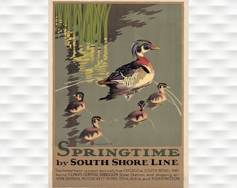 Springtime in the Dune Travel Poster - South Shore Line - Illinois Central