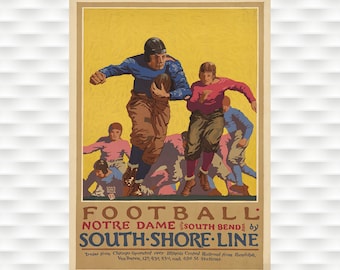 1920's Notre Dame Vintage Football Poster Prints - Fighting Irish