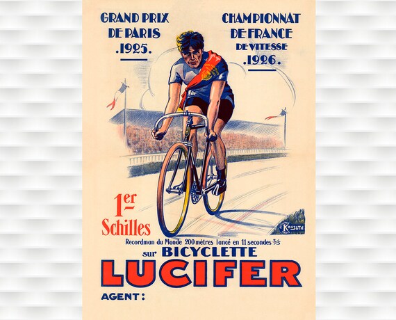 1926 Le Tour de France Bicycle Race Paris France Vintage Travel Art Poster Print