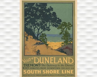 Duneland Beaches Travel Poster - South Shore Line - Illinois Central