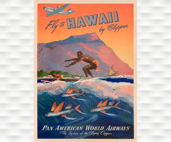 Hawaii - Vintage Pan American Clipper Poster Prints - Etsy