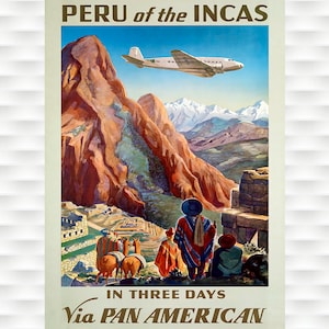 Perú - Impresiones de carteles de viajes antiguos de Pan Am