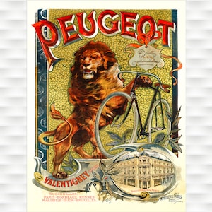 Peugeot Vintage Bicycle Poster - Cycling Poster Bicycle Art Vintage Bicycle Poster Cycling Art Tour de France Cycling Art