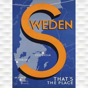 Sweden Vintage Travel Poster