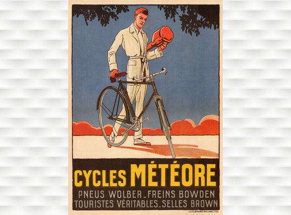 Vintage French Psycho Cycles Bicycle Cycling Advertisment Poster Art Print A4