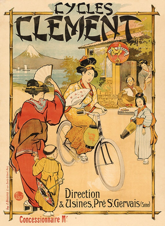 ADVERT TRANSPORT CLEMENT CYCLES VINTAGE RETRO FRANCE ART PRINT