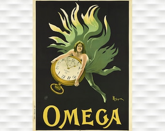 Original 1930s Vintage Omega Watch Ad Poster: Rare French Print