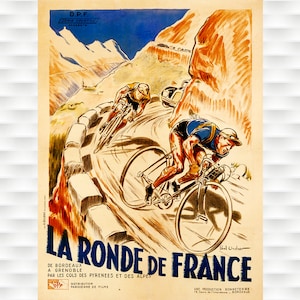 La Ronde de France Print - Tour De France Poster Vintage Bicycle Poster Cycling Poster Tour De France