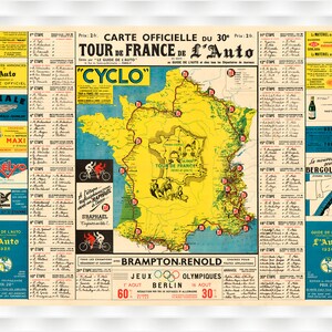 Poster Carte du Tour de France 1936