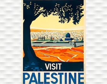 Visit Palestine Vintage 1930's Travel Poster Middle East Travel Art Print