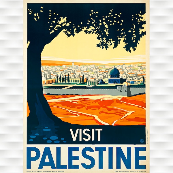 Visit Palestine Vintage 1930's Travel Poster Middle East Travel Art Print