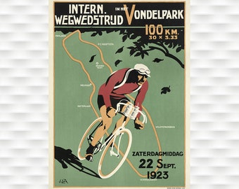 1923 Dutch Vintage Bicycle Race Poster Prints - Cycling Poster Bicycle Art Vintage Bicycle Poster Cycling Art Tour de France Cycling Art