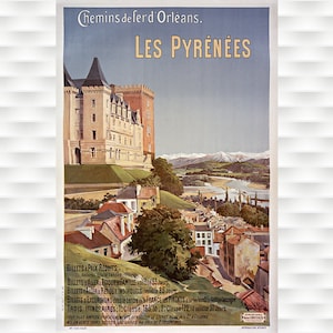 Les Pyrenees French Travel Poster