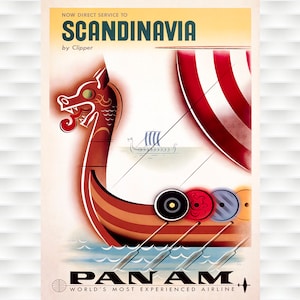Scandinavian - Pan Am Vintage Travel Poster