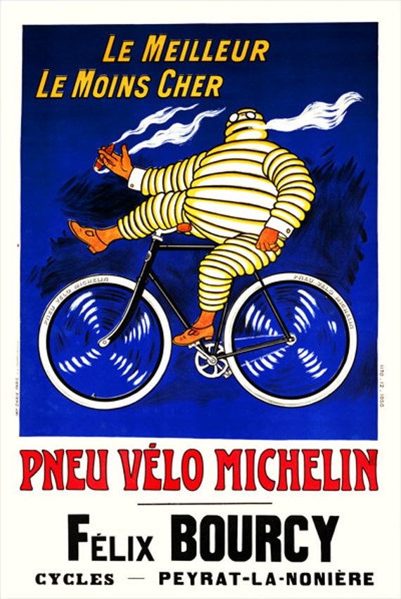 Pneu Velo Michelin Bibendum Bicycle Poster Cycling Poster Bicycle Art Vintage Bicycle Poster Cycling Art Tour De France Cycling Art Etsy UK