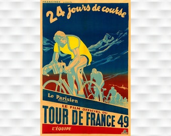 Tour de France Poster 1949  -  Vintage Bicycle Poster Cycling Poster Tour de France Race Birthday Gift Christmas gift Vontage poster